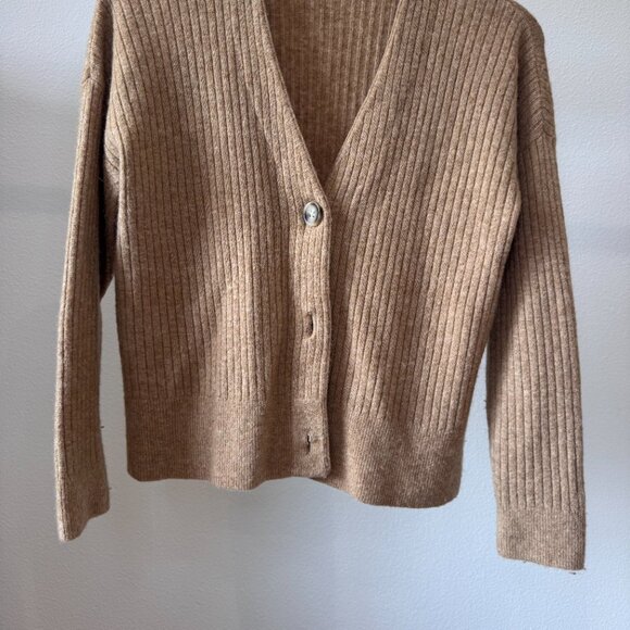 Madewell Cameron Ribbed Cardigan Sweater Coziest Yarn Taupe Tan Camel | XS - Picture 13 of 16